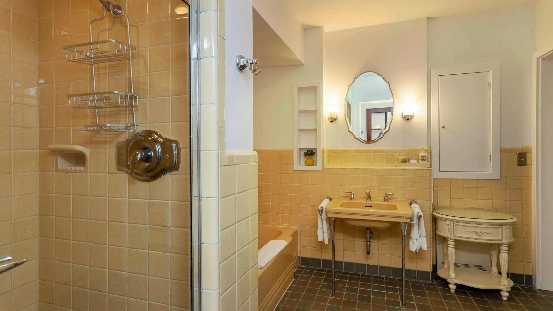 A bathroom with shower and toilet.