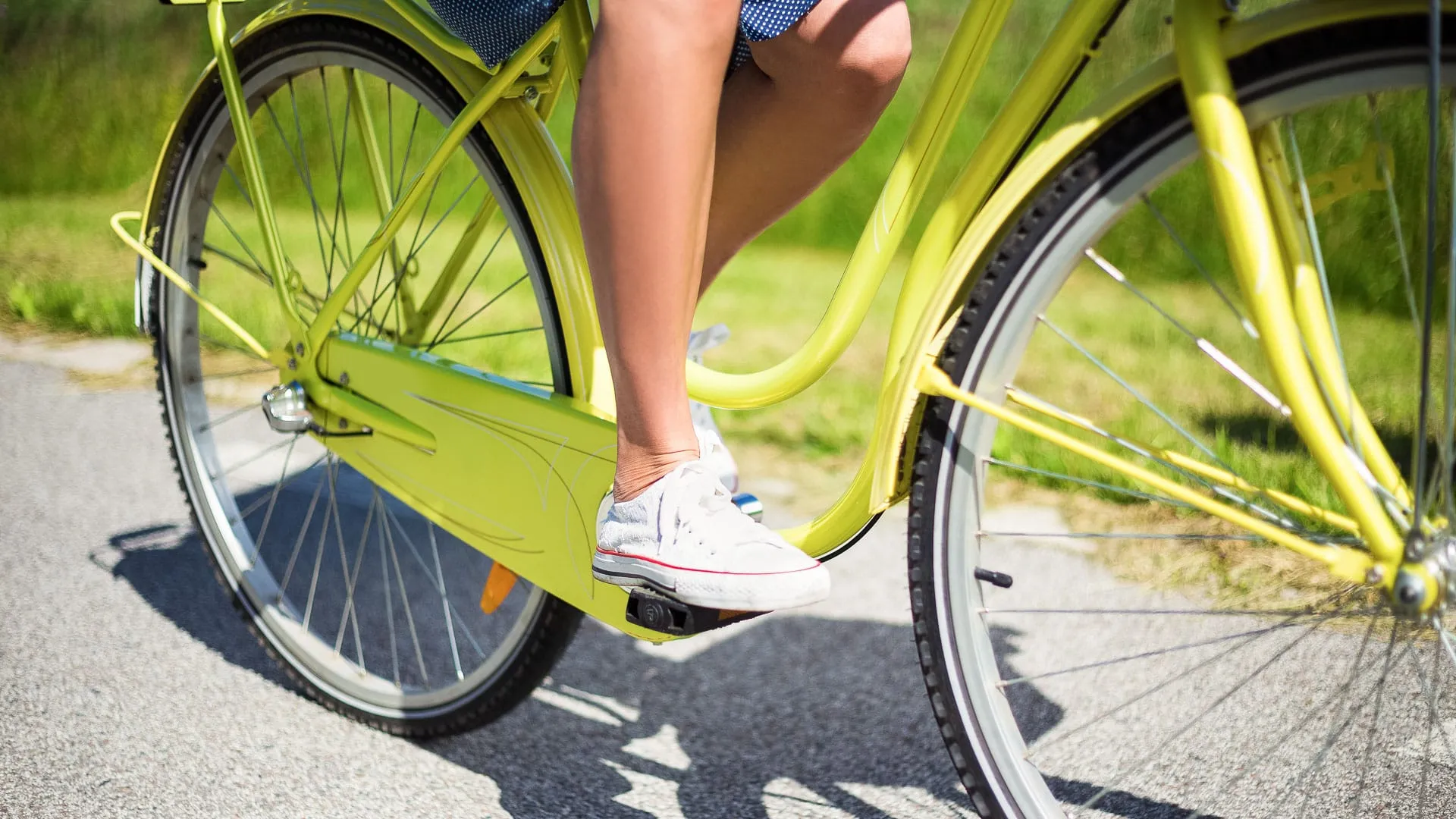 Woman biking.