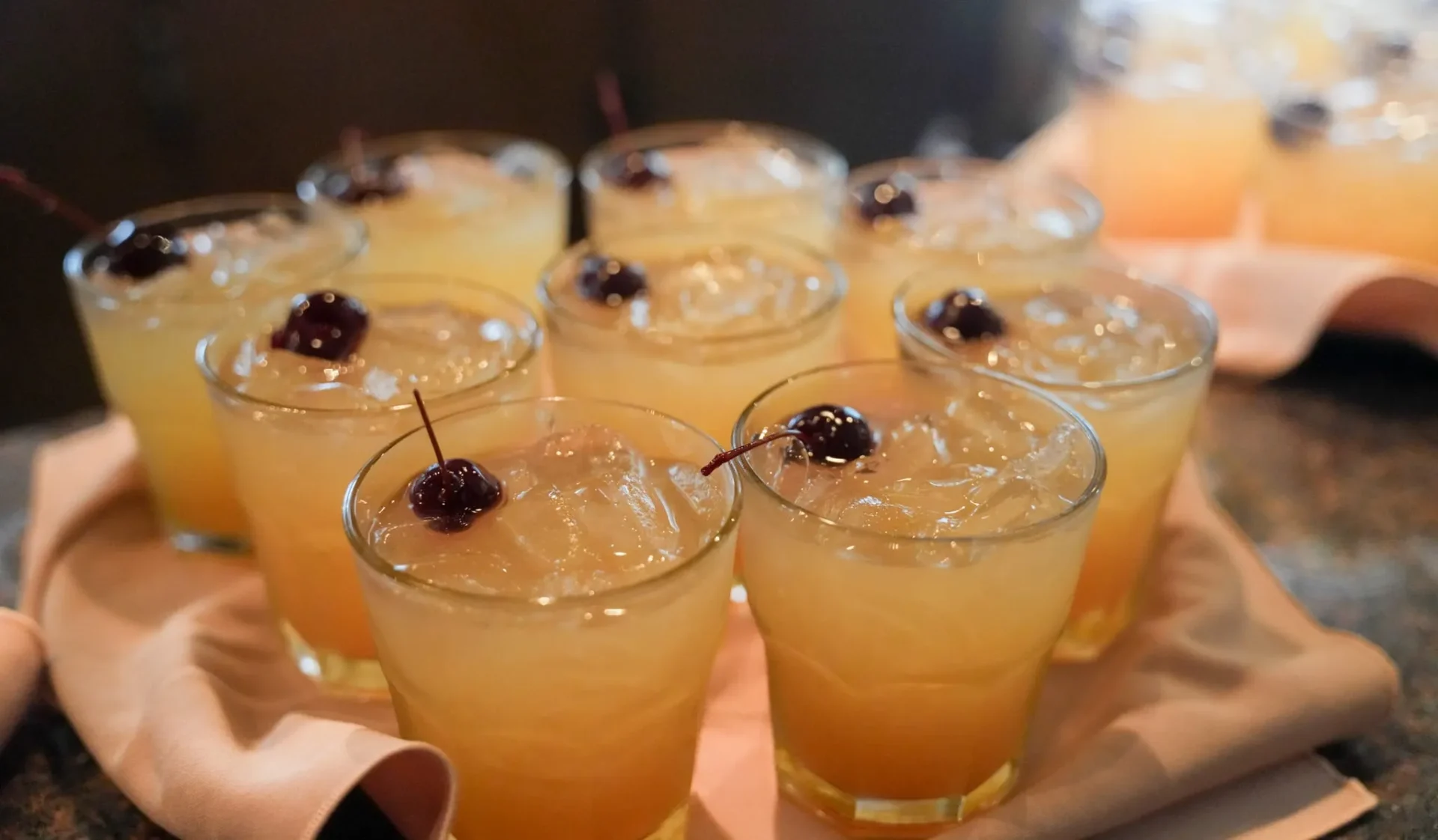 Tray of drinks.