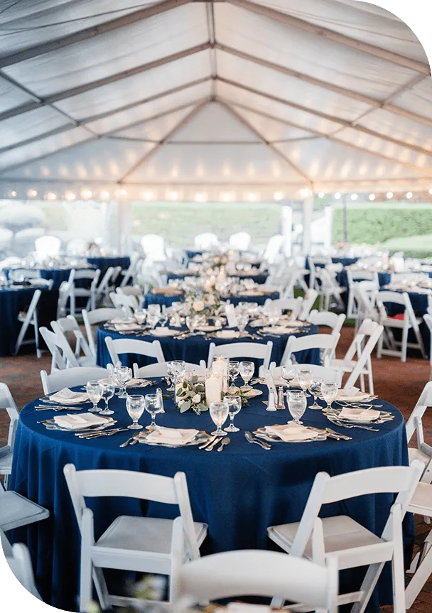 A table set at a wedding reception.