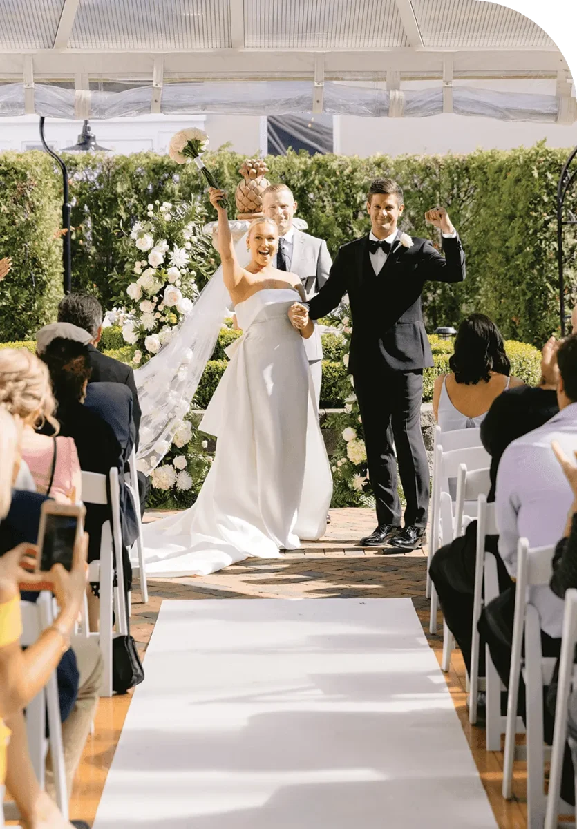 a bride and a groom at their wedding.